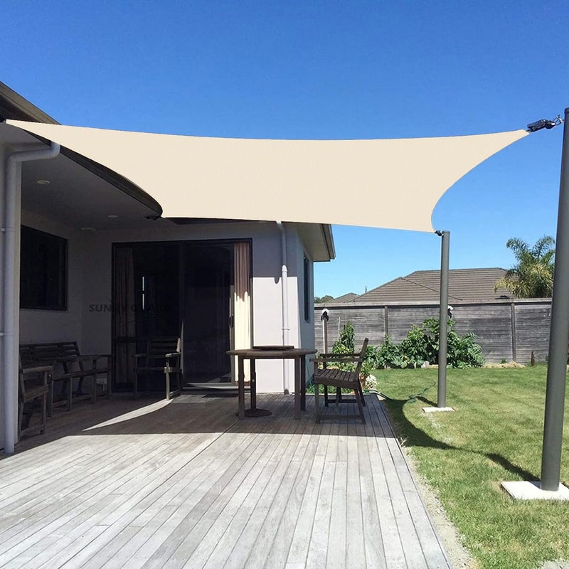 SUNNY GUARD Sun Shade Sail 10' x 16' Rectangle Butter Cream UV Block Sunshade for Backyard Yard Deck Patio Garden Outdoor Activities and Facility(We Make Custom Size) - Image 1